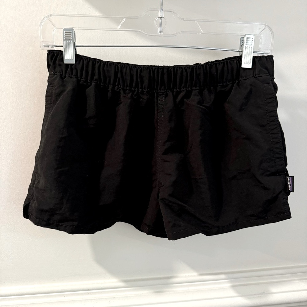 Patagonia Women Solid Black Barely Baggies 2.”Nylon Drawstring Shorts Sz S - Picture 9 of 10